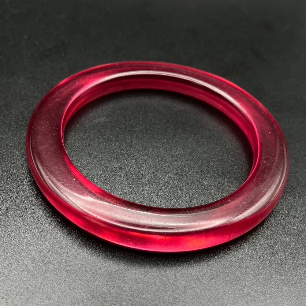 Vintage Bangle Hot Pink Translucent Resin Acrylic Size 8.25
